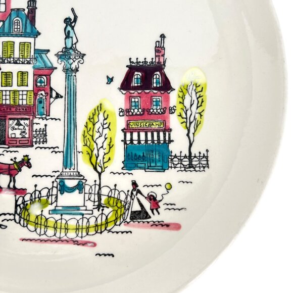 Metlox Poppytrail City Scene Dinner Plates Set Of 2 Vintage California Pottery - Picture 4 of 16